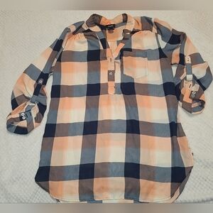 1/4 button womens flannel shirt
